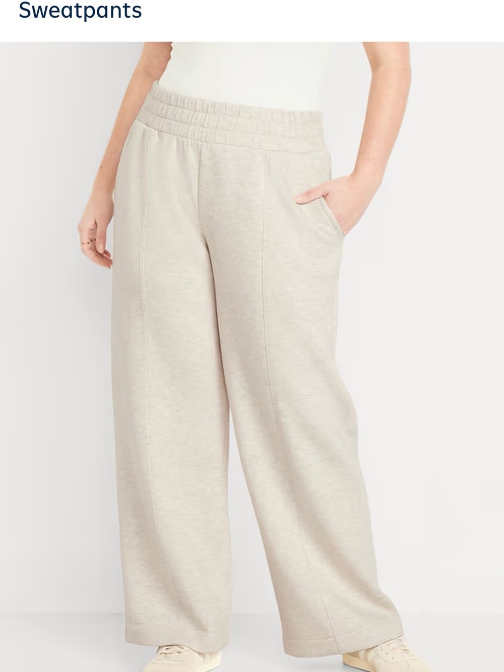 Old Navy Wide-Leg Sweatpants in Oatmeal Beige